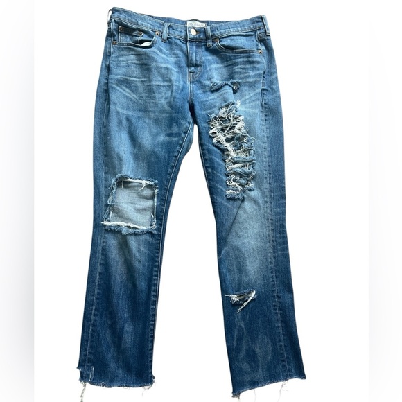 Madewell Mid Rise Distressed Frayed Hem Slim Boyjean Size 29 - Picture 1 of 6
